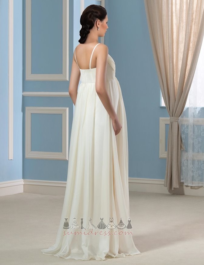νυφικό φόρεμα Λαιμόκοψη V πιέτα Σιφόν Παραλία Μέση αυτοκρατορία Φερμουάρ επάνω