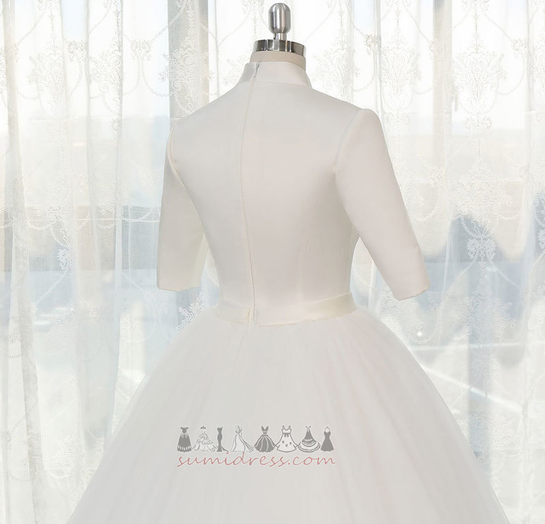 νυφικό, Νυφικά φόρεμα Αίθουσα Μήλο Λαιμόκοψη V πολλαπλών στρώμα Σατέν Τα τρία τέταρτα μανίκια
