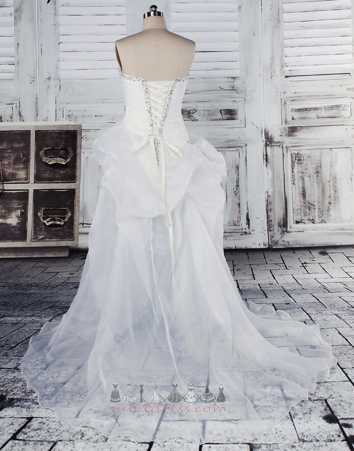 νυφικό, Νυφικά φόρεμα Ασύμμετρη Δαντέλα-επάνω υψηλή Χαμηλή σικ Φυσικό Μέσον