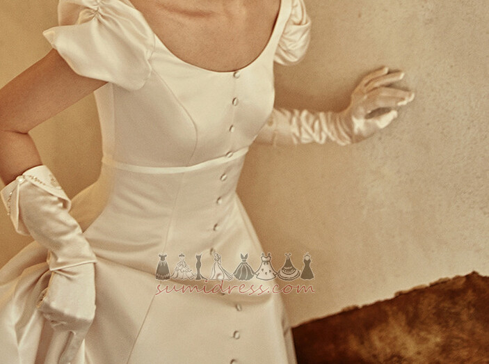 νυφικό, Νυφικά φόρεμα Κοντομάνικο Ασύμμετρη Σέσουλα Φυσικό Φερμουάρ επάνω Ασύμμετρη