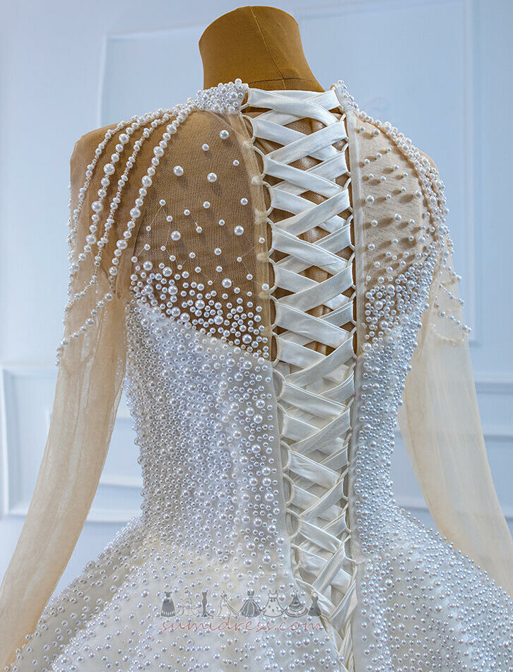 νυφικό, Νυφικά φόρεμα Μέσον Πολυτελές Κόσμημα πολυεδρικοί μπούστο Δαντέλα-επάνω Χάντρες