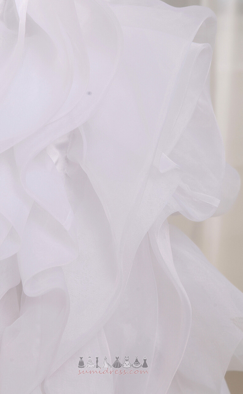 νυφικό, Νυφικά φόρεμα Οργάντζα Καλοκαίρι υψηλή Χαμηλή εξώπλατο Αχλάδι Φυσικό