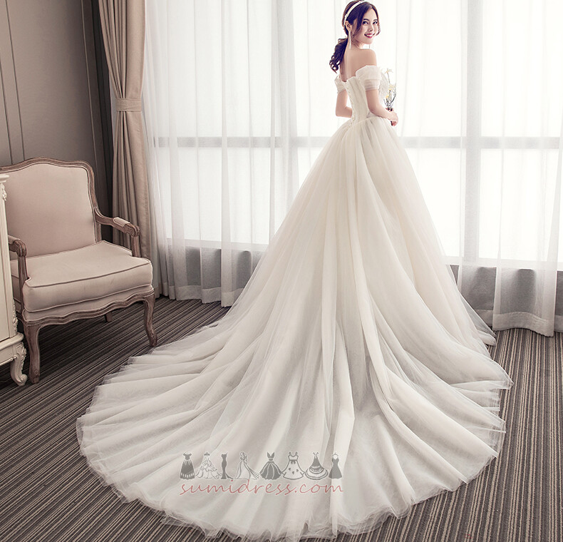 Off ramena Kapom rukavima Crta Dugo Zatvarač Elegantan Vjenčanica