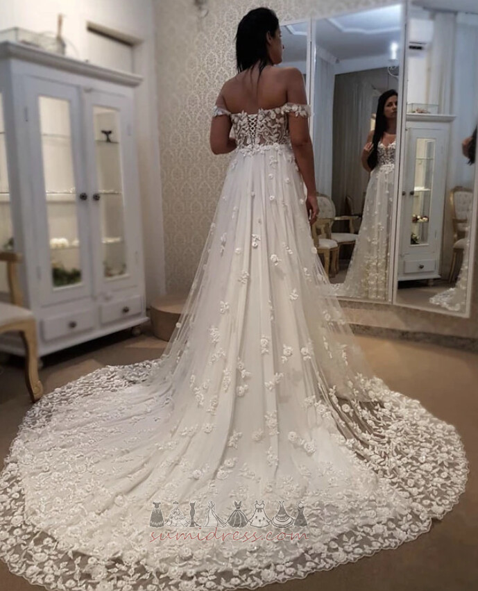 Off Shoulder Applique Hall Long Spring Elegant Wedding gown