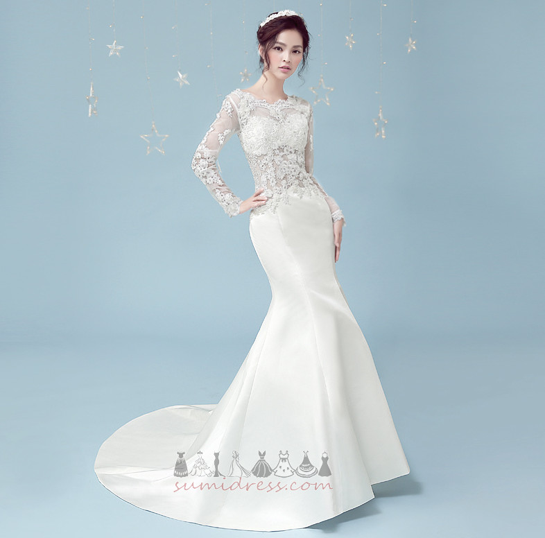 Off Shoulder Mermaid Zipper Up Inverted Triangle Fall Applique Wedding gown