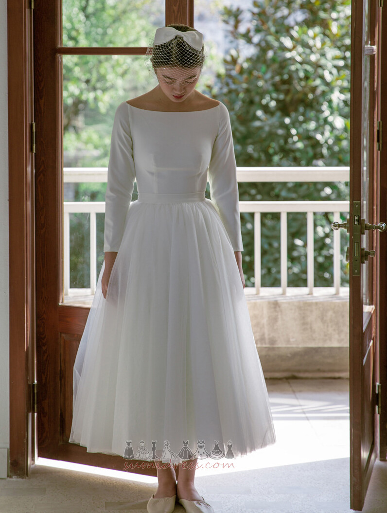 Off-The-Shoulder Thee lengte Gedrapeerd Eenvoudig Natuurlijk Bruid jurk