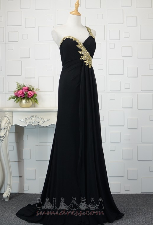 One Shoulder Elegant Long Ruched Chiffon Sleeveless Evening Dress