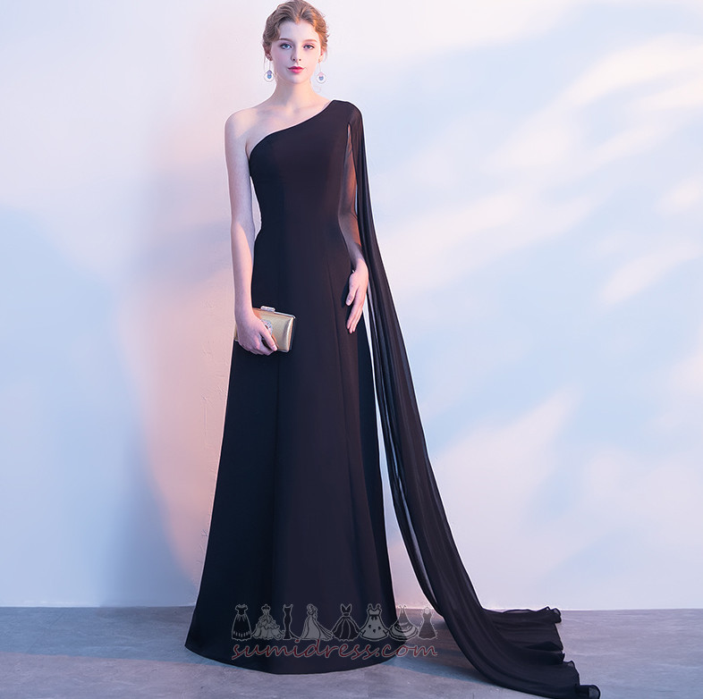 One Shoulder Floor Length Elegant Sweep Train Medium Sleeveless Evening Dress