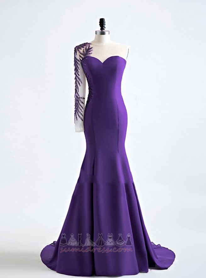 One Shoulder Mermaid Chiffon Backless Natural Waist Beading Evening gown