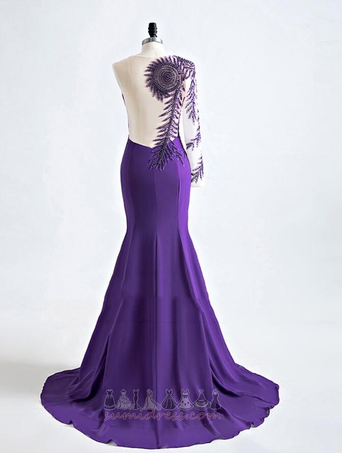 One Shoulder Mermaid Chiffon Backless Natural Waist Beading Evening gown