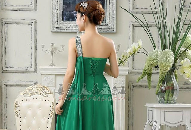 One Shoulder Summer Sleeveless A-Line Elegant Chiffon Evening Dress