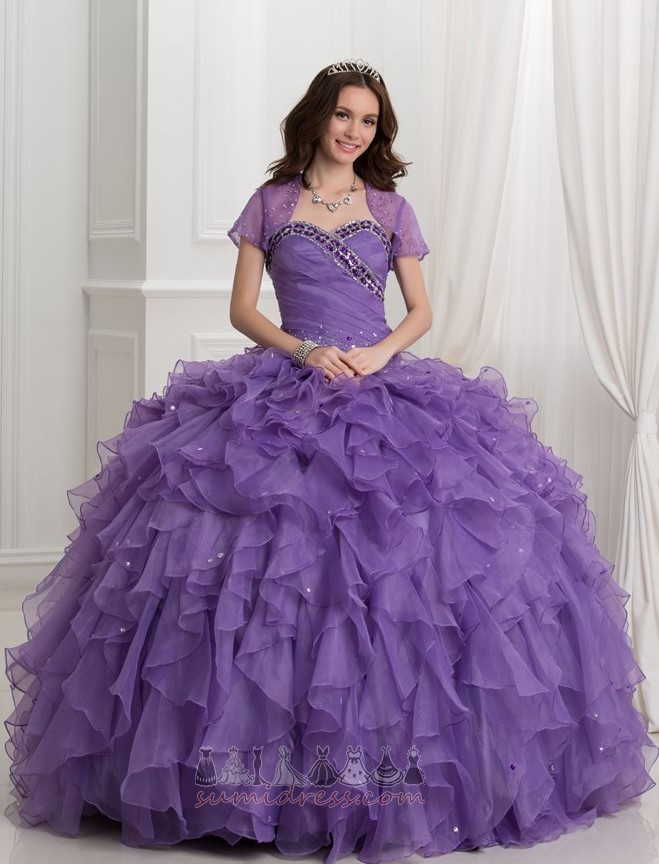 Organza Sweetheart Floor Length Lace-up A-Line Formal Quinceanera Dress