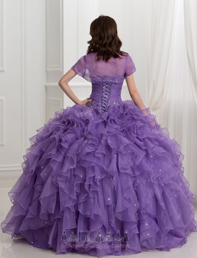 Organza Sweetheart Floor Length Lace-up A-Line Formal Quinceanera Dress