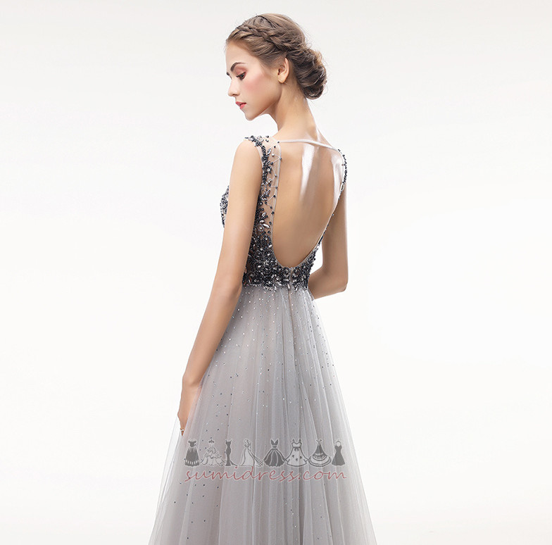 Orta Bir çizgi Göster / Performans Tül Sırtı açık Bahar Balo elbisesi