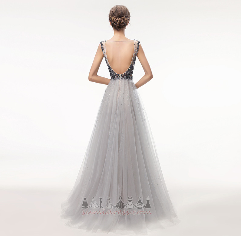 Orta Bir çizgi Göster / Performans Tül Sırtı açık Bahar Balo elbisesi