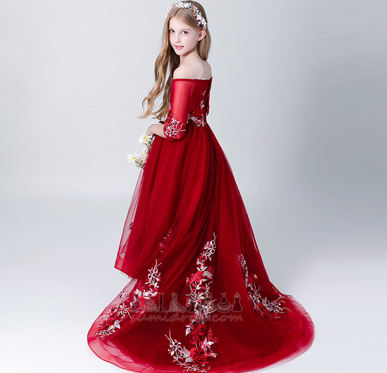 Orta Göster / Performans Bir çizgi Uzun Tül Doğal belden Çiçek kız elbisesi