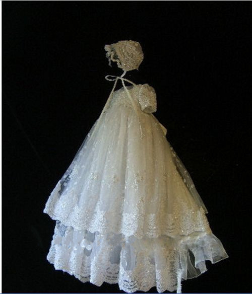 Orta Mücevher Uzun Kısa kollu Bahar Dantel Çiçek kız elbise