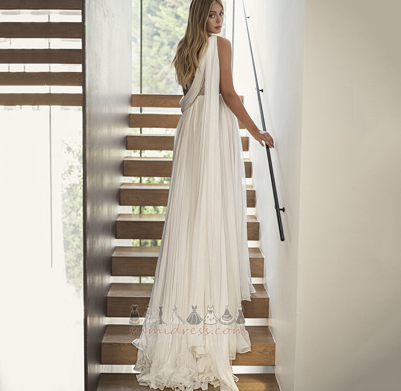 Outdoor Chic Sleeveless Natural Waist Floor Length One Shoulder Wedding Dress