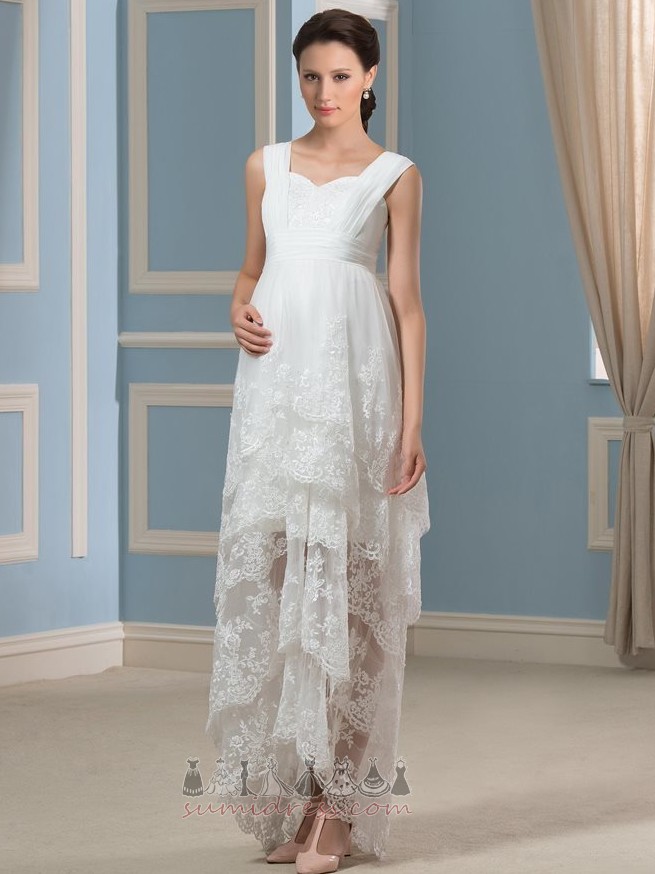 Outdoor Empire Waist Chic Lace Hemline Asymmetrical Summer Wedding Dress
