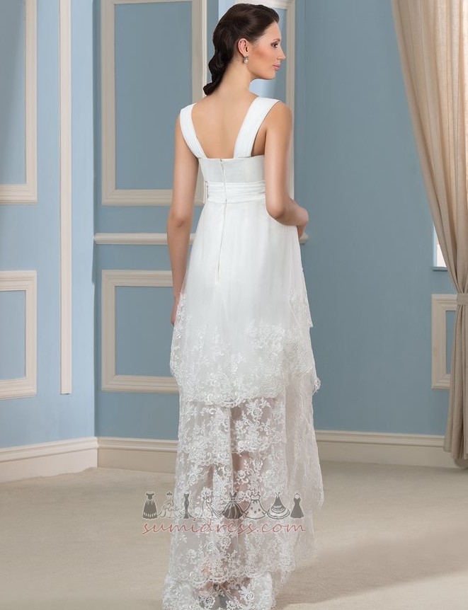 Outdoor Empire Waist Chic Lace Hemline Asymmetrical Summer Wedding Dress