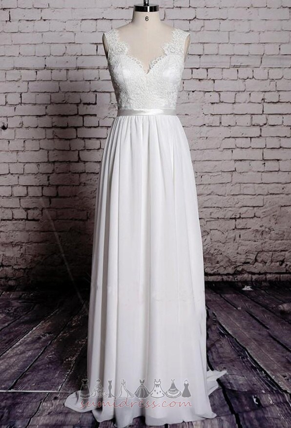 Outdoor Sweep Train Simple Natural Waist Backless Sleeveless Wedding gown