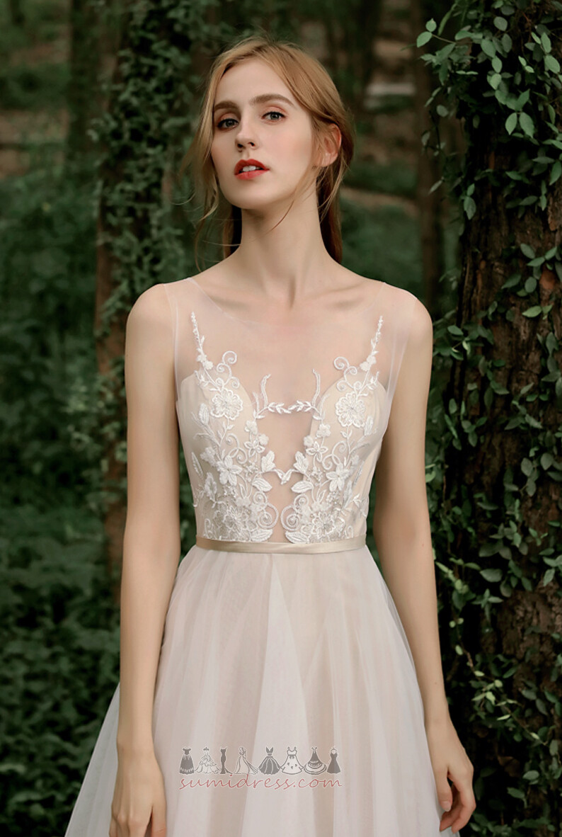 Outdoor Tulle Zipper Long Sexy Sleeveless Wedding gown