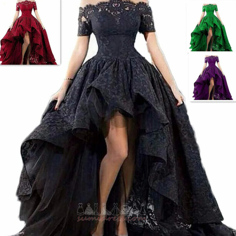 Pakaian bola Renda Romantik Pinggang semulajadi Musim bunga Lengan ilusi Asimetri