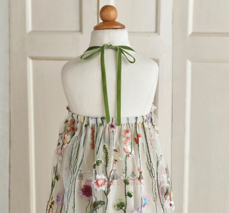 Pakaian gadis bunga Teh panjang Empayar Pinggang semulajadi V-leher Terbungkus Sederhana