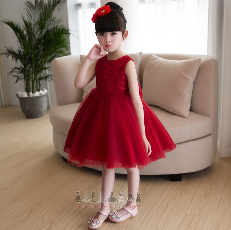 Pakaian gadis kecil Lapisan renda Tulle Glamor Tanpa lengan Permata Pinggang semulajadi