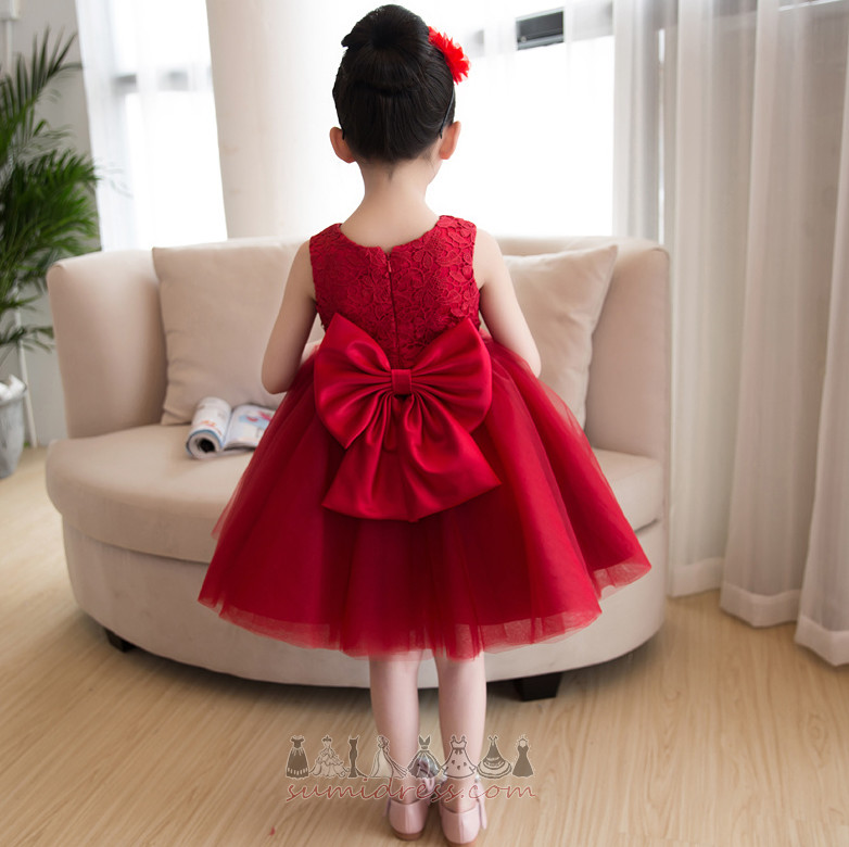 Pakaian gadis kecil Lapisan renda Tulle Glamor Tanpa lengan Permata Pinggang semulajadi