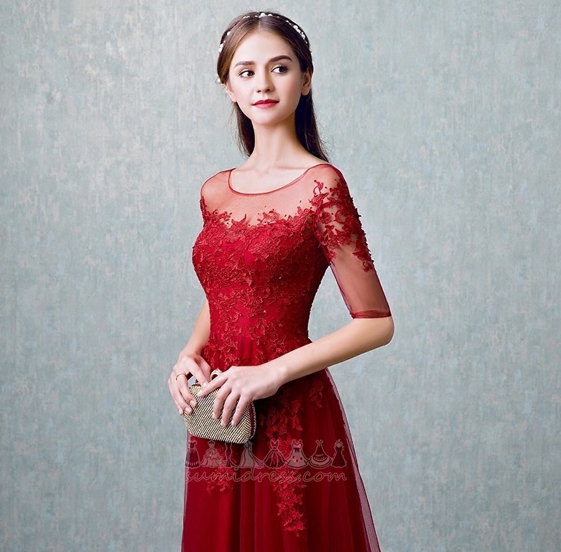 Pakaian gadis pengisi pengantin Pinggang semulajadi Sederhana Permata Renda Elegan Mengikat