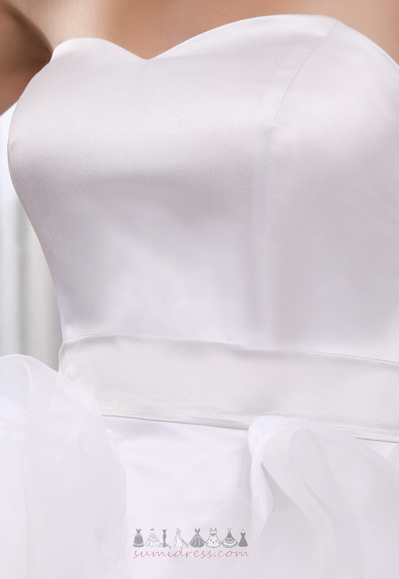 Pakaian perkahwinan Organza Pinggang semulajadi Pir Tinggi rendah Terdedah Musim panas