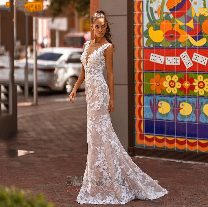 Pakaian perkahwinan Terdedah Renda Tanpa lengan kecil molek Cloze Pinggang semulajadi