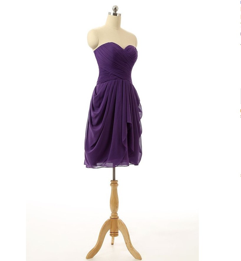 παράνυμφος φόρεμα αγαπημένος πιέτα Φυσικό Σιφόν Μέχρι το Γόνατο Αμάνικο