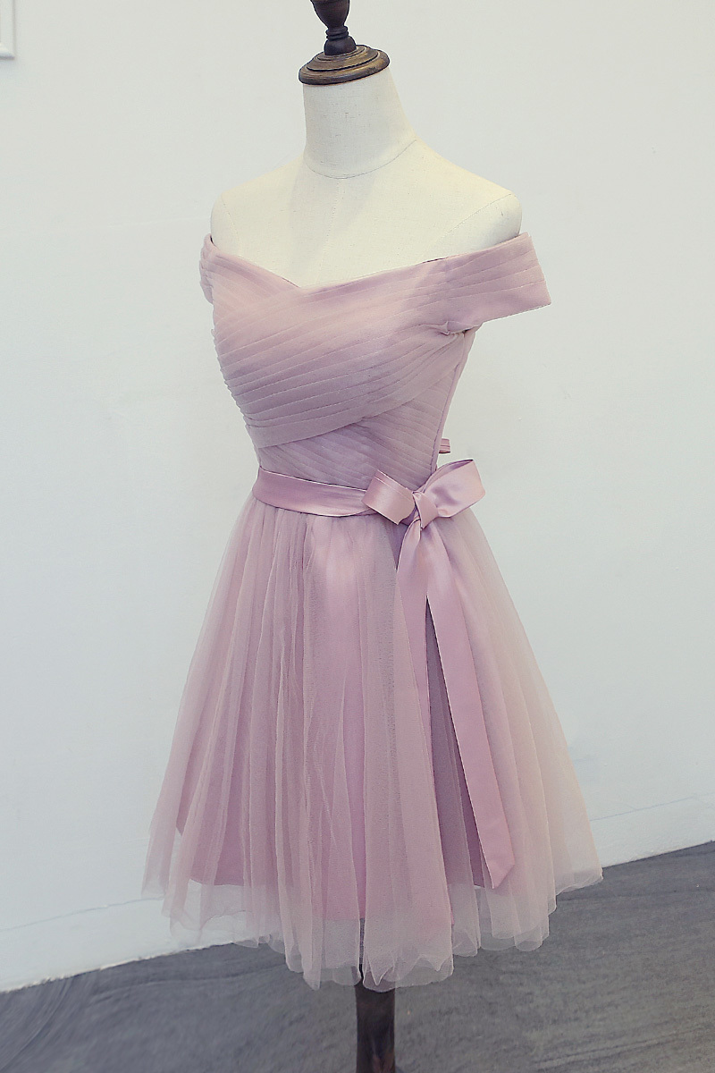 Παράνυμφος φόρεμα απλός Κοντομάνικο Μέσον Προσαρμοσμένες μανίκια Μέχρι το Γόνατο Τόξο