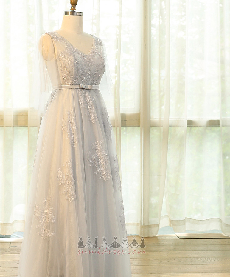παράνυμφος φόρεμα Χαλαρά μανίκια Συμπόσιο Δαντέλα-επάνω Κοντομάνικο Τόξο Τούλι