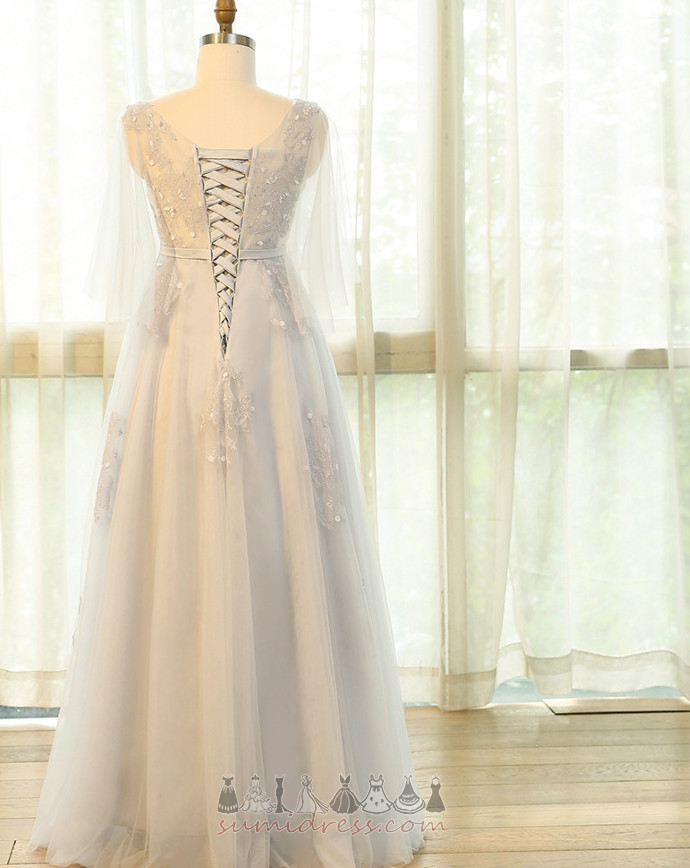 παράνυμφος φόρεμα Χαλαρά μανίκια Συμπόσιο Δαντέλα-επάνω Κοντομάνικο Τόξο Τούλι