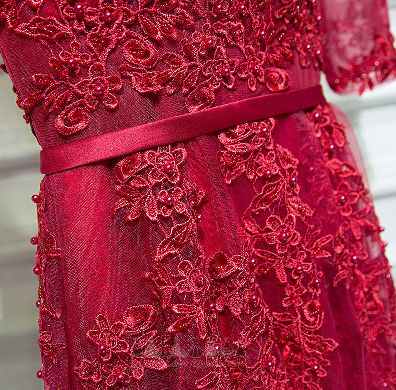 παράνυμφος φόρεμα εξώπλατο Πολυτελής Τούλι Χάντρες Τραίνο σκουπισμάτων Κοντομάνικο