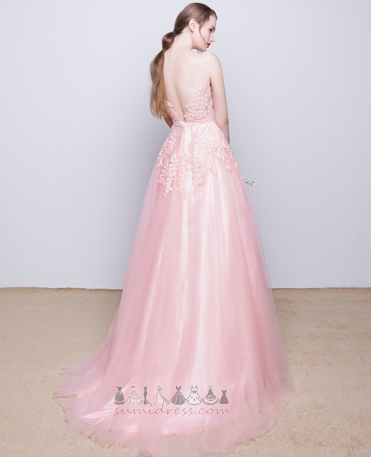 Παράνυμφος φόρεμα Καλοκαίρι Τούλι Κεντήματα Πριγκίπισσα Φυσικό Τραίνο σκουπισμάτων
