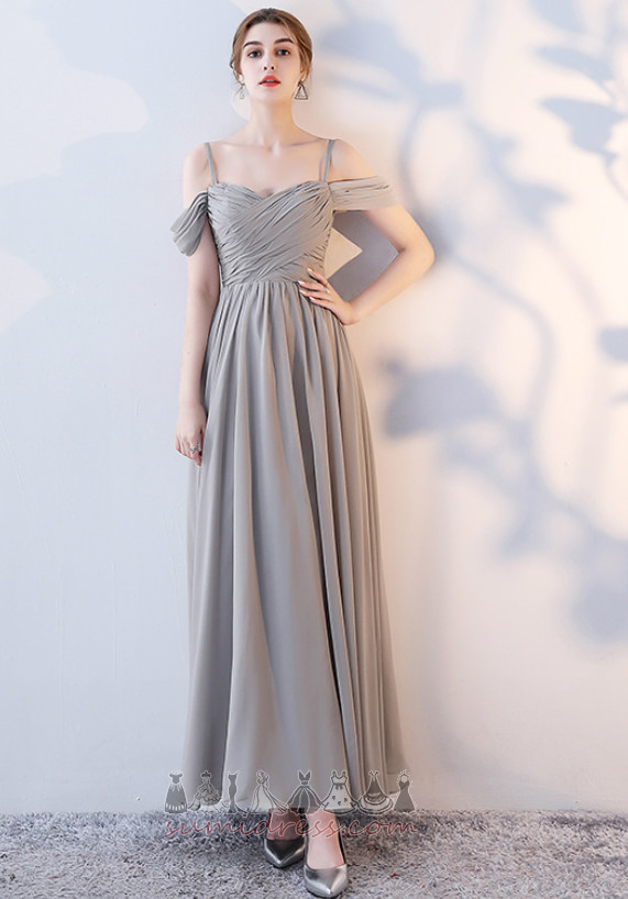 Παράνυμφος φόρεμα Σιφόν Αμάνικο Φυσικό Τιράντες σπαγγέτι Δαντέλα-επάνω A γραμμή