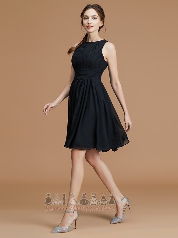 Παράνυμφος φόρεμα Σιφόν Φυσικό Κόσμημα Μέχρι το Γόνατο Αμάνικο Μέσον