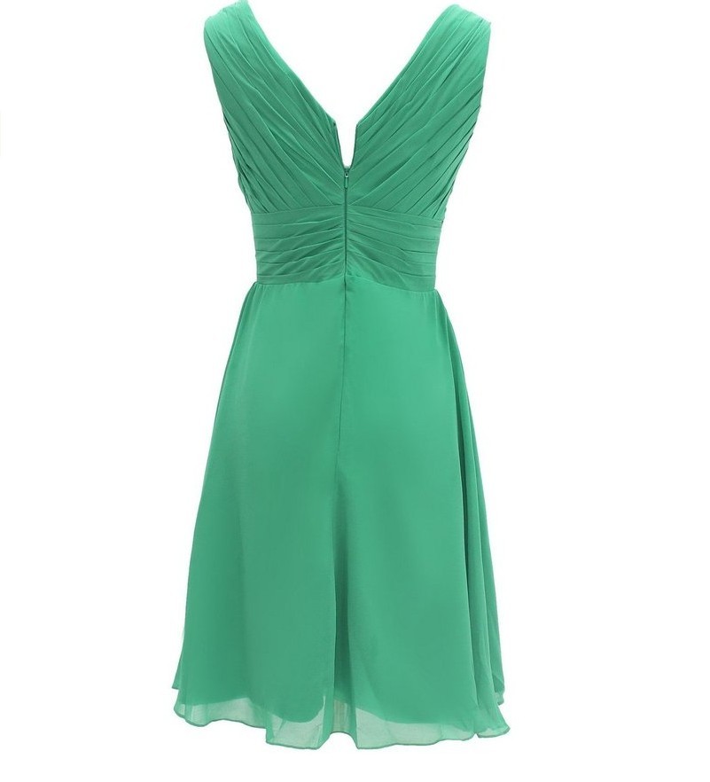 Παράνυμφος φόρεμα Σιφόν Πλισέ φερμουάρ Μέχρι το Γόνατο απλός Καλοκαίρι