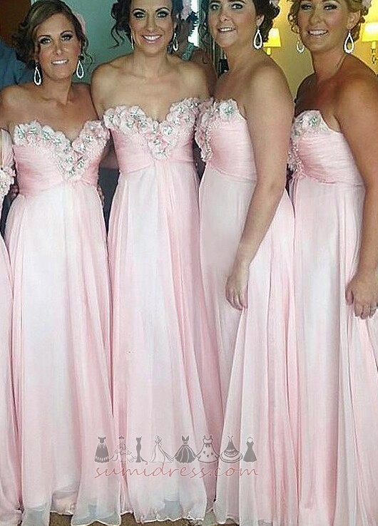παράνυμφος φόρεμα Στράπλες Φερμουάρ επάνω Συμπόσιο Τονισμένα ροζέτα Σιφόν Φυσικό