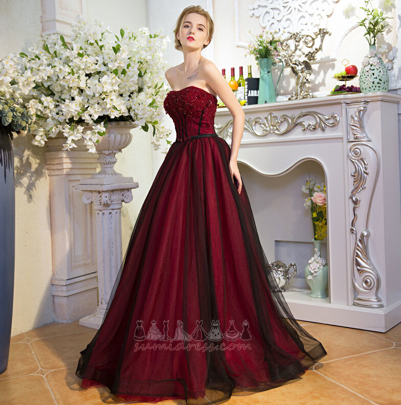Party A-Line Long Hourglass Lace-up Tulle Prom Dress