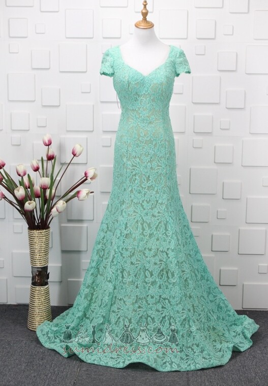 Party A-Line Short Sleeves Backless Lace Summer Evening gown