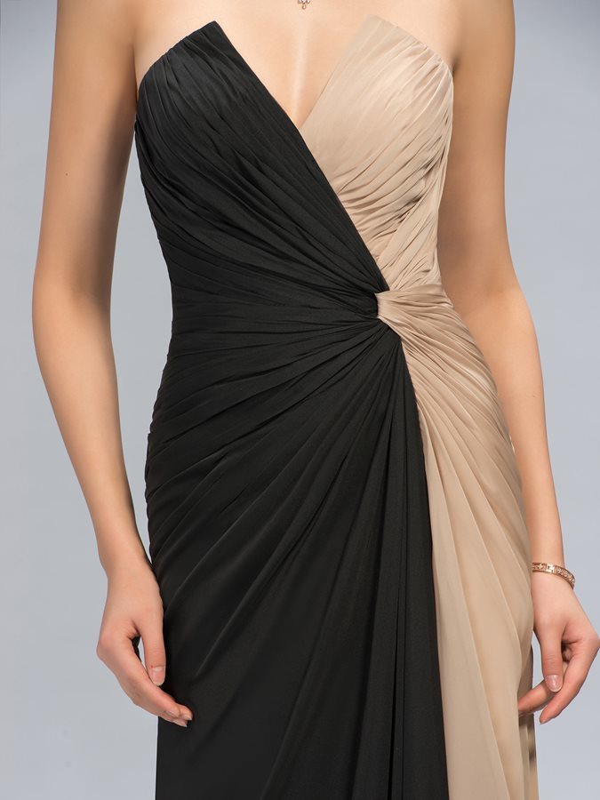 Party Chiffon Natural Waist Ruched Sweep Train Backless Evening Dress