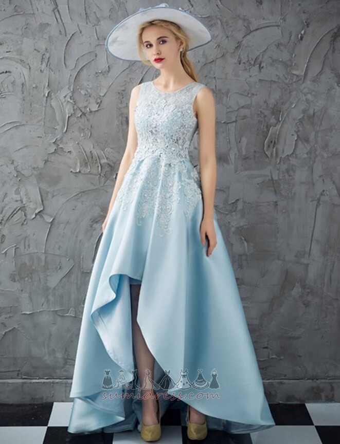 Party Hemline Asymmetrical Natural Waist Applique Sleeveless Prom Dress