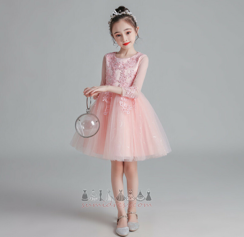 Party Lace Jewel Winter Long Sleeves Glamorous Little girl dress