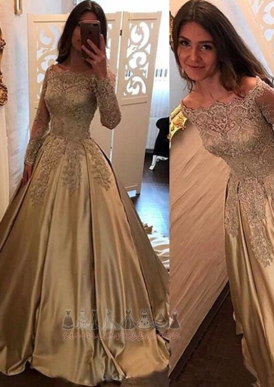 Party Long Sleeves Long Draped Illusion Sleeves Inverted Triangle Prom Dress