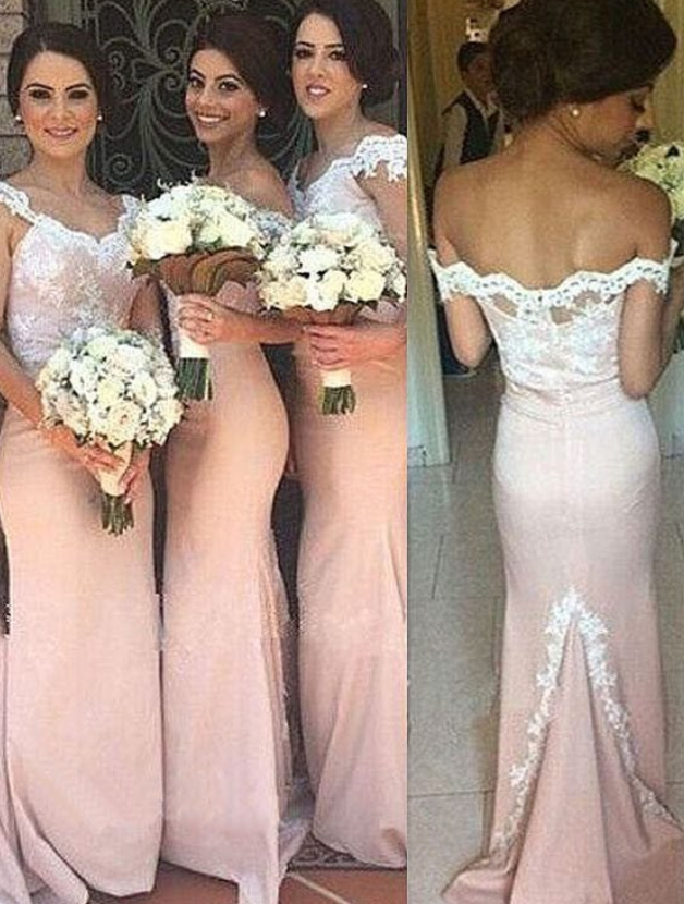 Party Zipper Up Off Shoulder Satin Lace Overlay Sleeveless Bridesmaid Dress